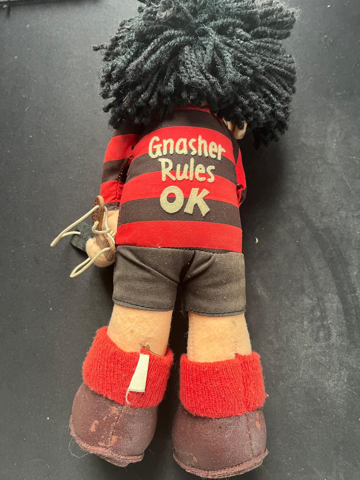 Vintage Dennis the Menace Plush Doll – Beano Comic – 12” – “I Refuse to Grow Up” Shirt