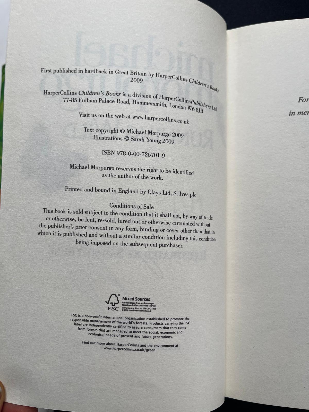 Signed Hardback Edition – Running Wild by Michael Morpurgo (HarperCollins Children’s Books)