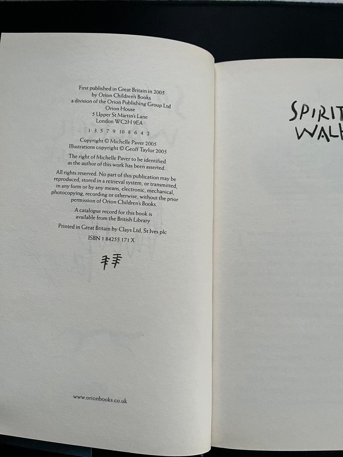 Signed Hardback Edition - Spirit Walker by Michelle Paver (Chronicles of Ancient Darkness book 2)