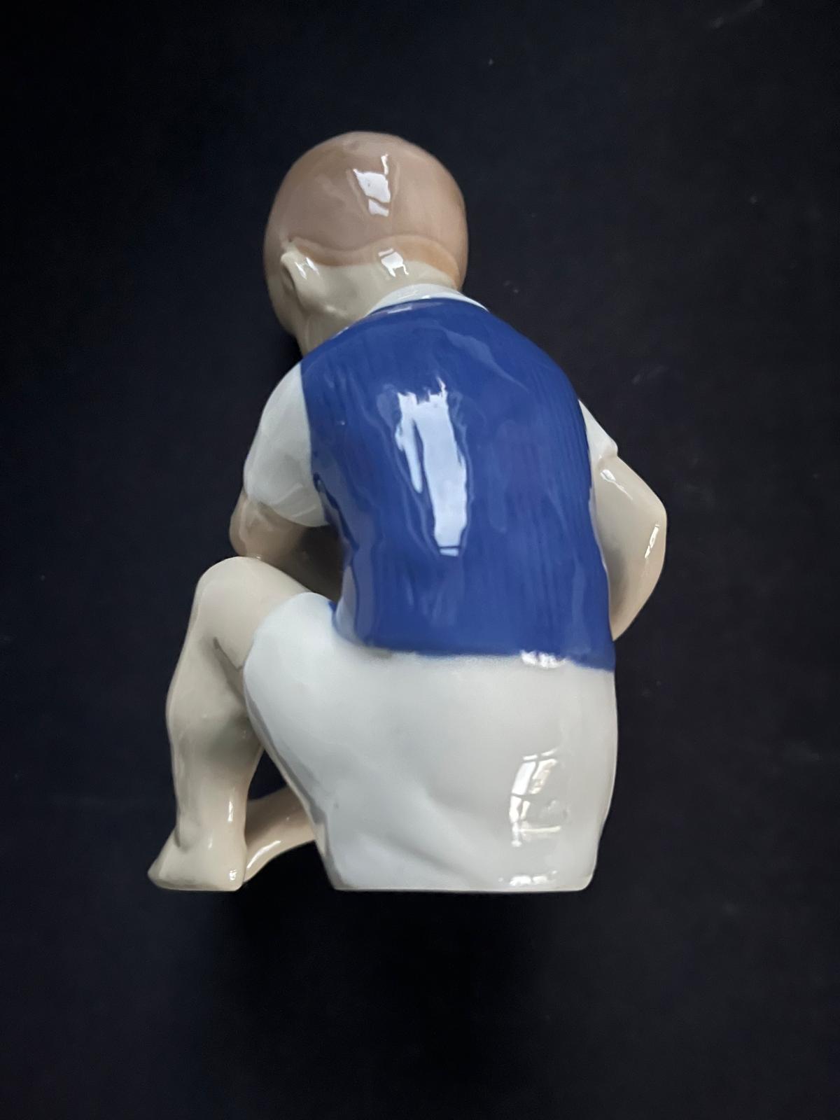 Vintage German Porcelain Boy Figurine (Hand-Painted) – 1950s Style