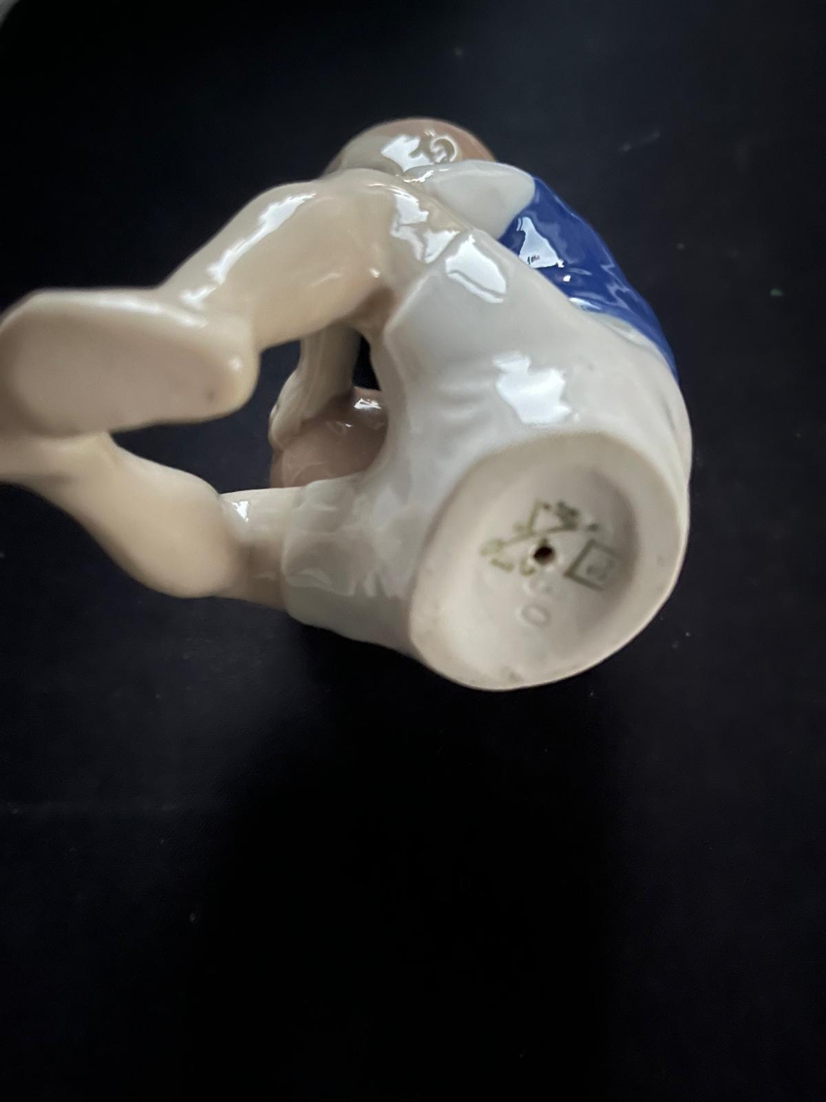 Vintage German Porcelain Boy Figurine (Hand-Painted) – 1950s Style