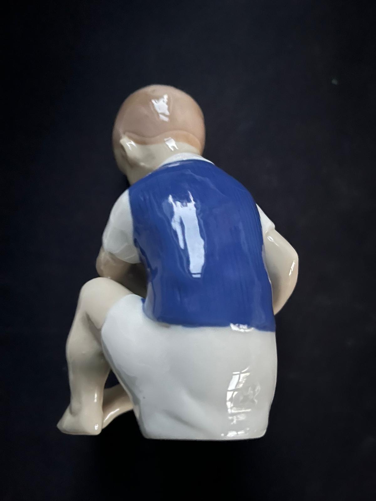 Vintage German Porcelain Boy Figurine (Hand-Painted) – 1950s Style