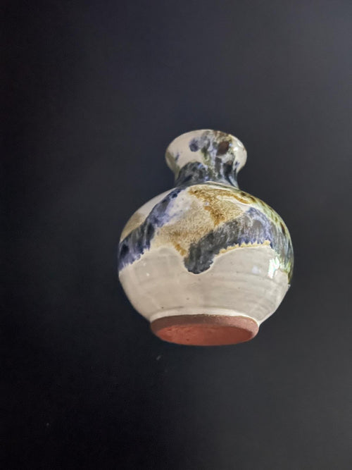 Handmade British Studio Pottery Bud Vase – Drip Glaze (Vintage)