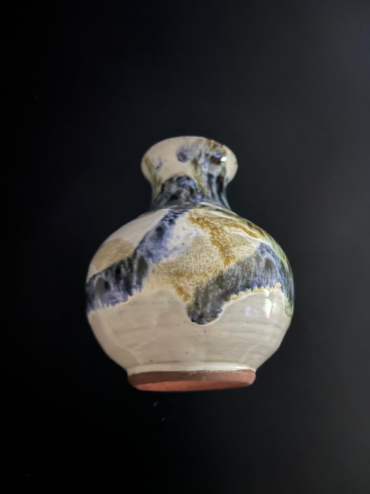 Handmade British Studio Pottery Bud Vase – Drip Glaze (Vintage)