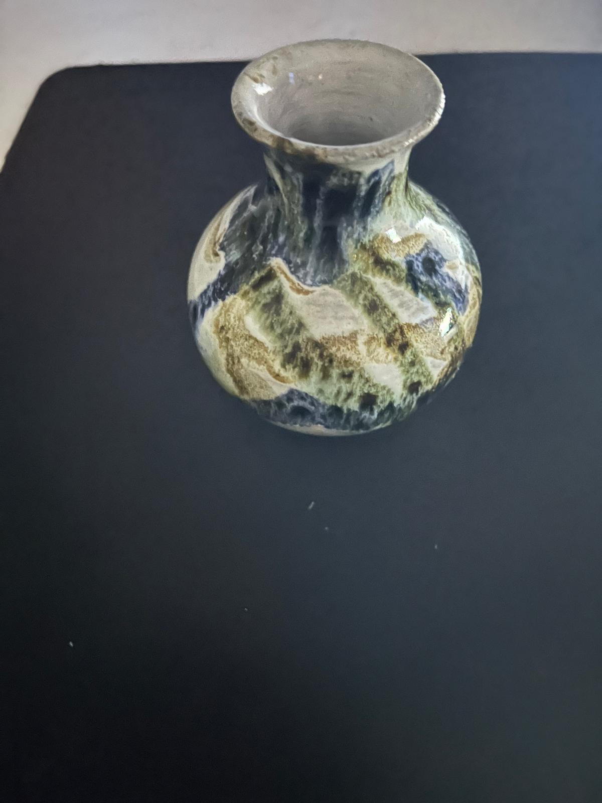 Handmade British Studio Pottery Bud Vase – Drip Glaze (Vintage)