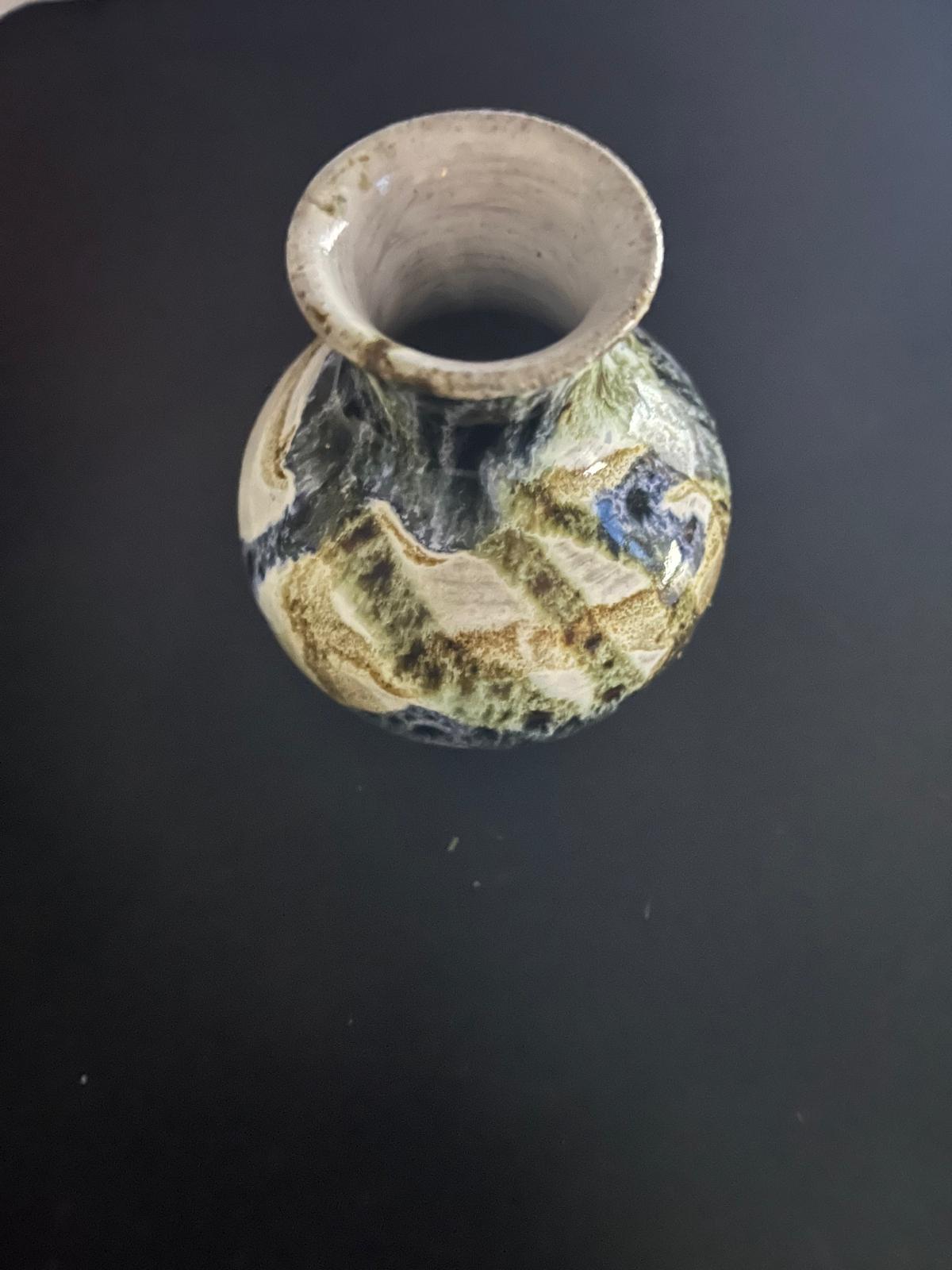 Handmade British Studio Pottery Bud Vase – Drip Glaze (Vintage)